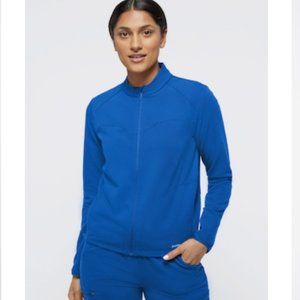 Jaanuu Women's Adjustable Hem Cropped Scrub Jacket Royal Blue XXS